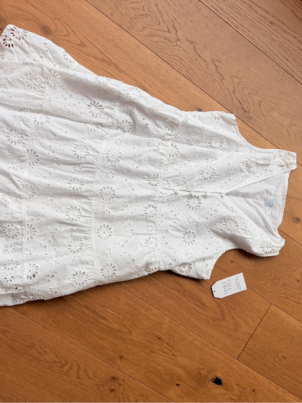 White Eyelet Sleeveless Dress